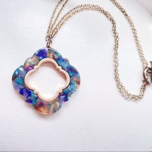 Multi Colored Tortoise Pendant Necklace in Mixed Metal